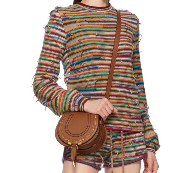 Chloe tan studded leather Marcie saddle crossbody bag NWT - Picture 5 of 14